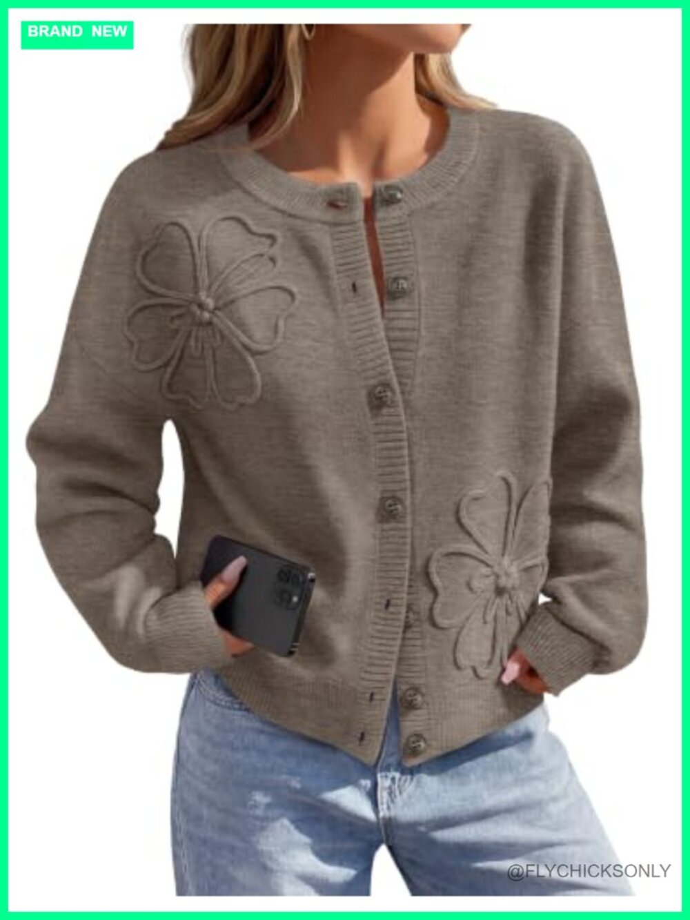 Women's Floral Button Up Lightweight Cardigan Sweater Trendy
